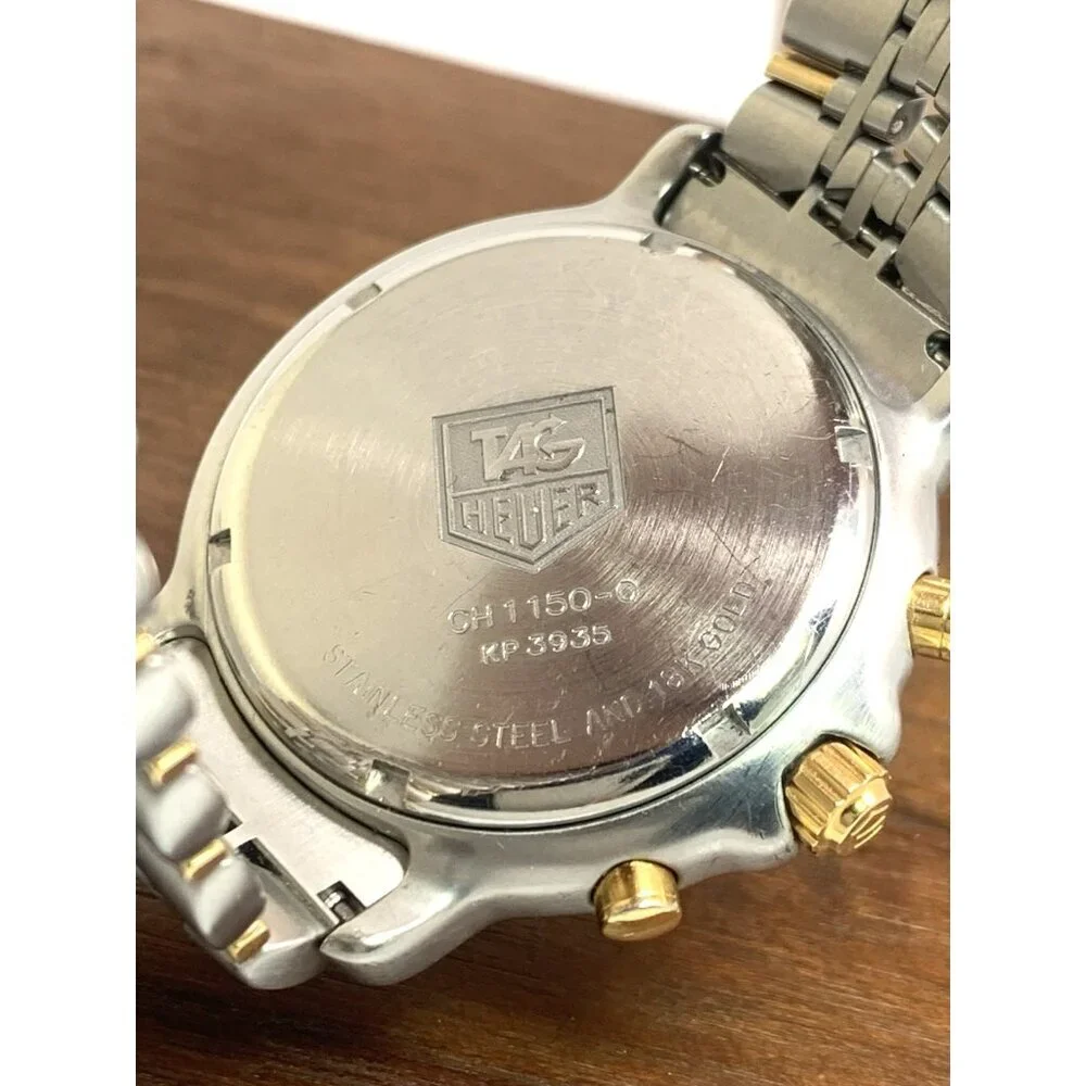 Tag Heuer Men's Watch CH1150-0 Swiss Quartz Chronograph 18k Yellow Gold Steel